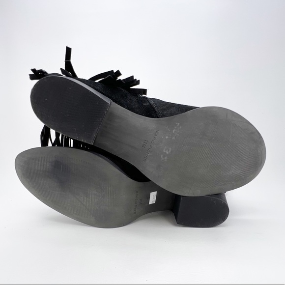 Marc Fisher Ankle Boot “Sade” Fringed Bootie Black Suede Leather Size 11 New - Picture 8 of 10